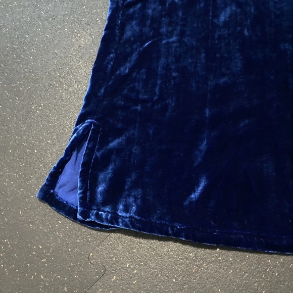 Vtg Chicos Velvet Top Women 3/XL Boho Sapphire Blue Embroidered Chic Blouse Silk - Picture 8 of 12